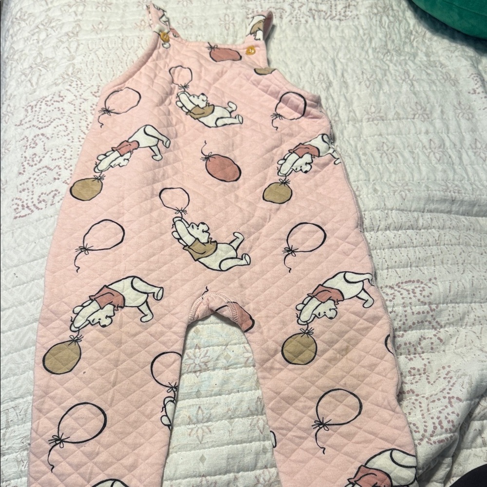 H&M Pink Quilted Winnie The Pooh & Balloon One-Piece Bodysuit